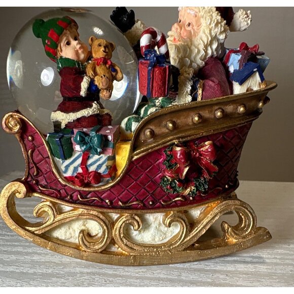 Kirkland Rocking Waterglobe Snow Globe 4x4" Santa in Sleigh Christmas Decor - Picture 3 of 11